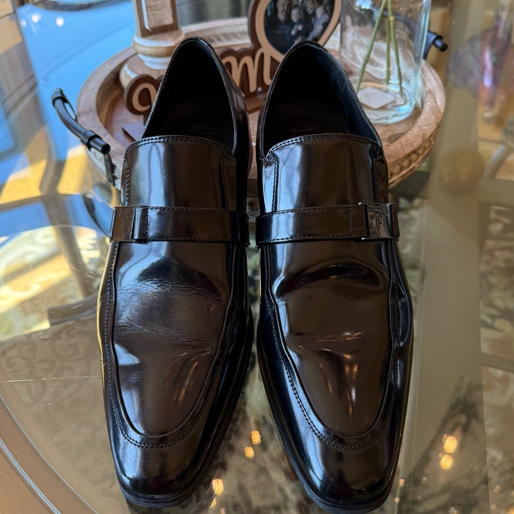 Men's Black Leather Versace collection Loafers ( Box not included)Size 44